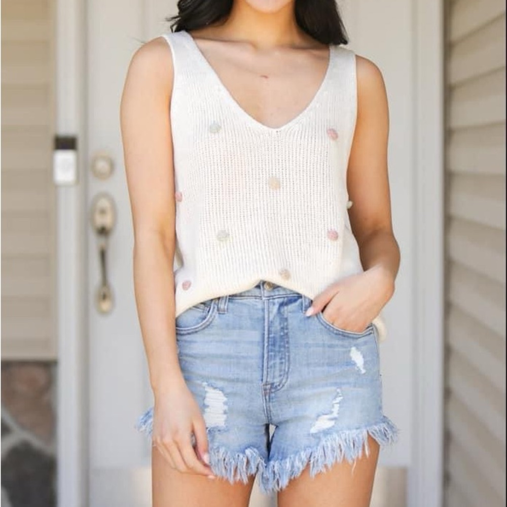 NWT Blu Pepper Knit PomPom Tank